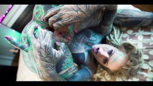 Tattooed girl loves deep anal gaping and cum play
