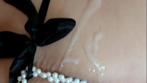 Two big cumshots on my stepmom’s big ass while wearing the same lingerie.