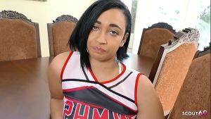 Curvy Black Ebony Girl with Biig Ass and natural Saggy Tits get Interracial Fuck with Rimjob by older White Guy