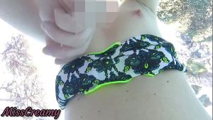 Teen student fingers my pussy in a public pool in front of everyone – it’s very risky with strangers near- MissCreamy