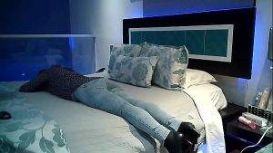 At the motel, I start touching myself, watching him take out his big cock.