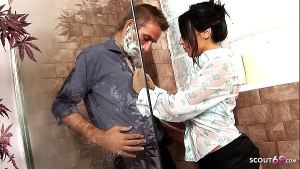 Wet CFNM Clothed Sex in Shower for sexy MILF Romana Ryder