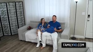 Stepdad fucks his needy stepdaughter for the Super Bowl – Aria Banks