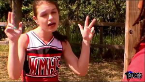 Sexy dramatic cheerleader gets shut up good with big black cock temptations