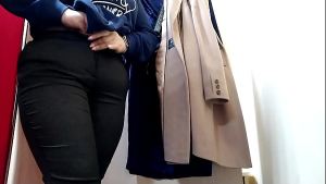 Mother-in-law teases son-in-law with her lustful fitting room video with anal plug in sweet hole and masturbation