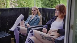 Outdoor ass fucking – Hot threesome on the balcony