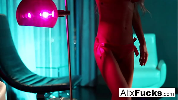 Busty Alix takes a hot bath with a butt plug