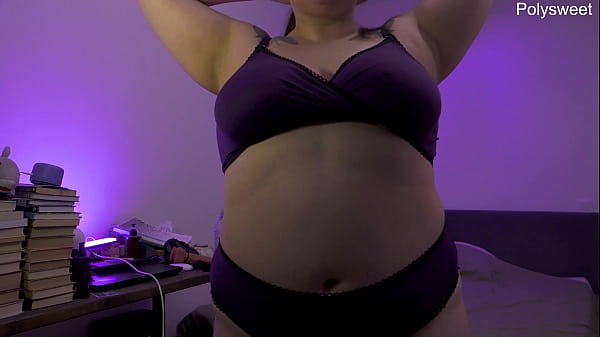 Masturbation and gentle moans of a mistress with a strap-on