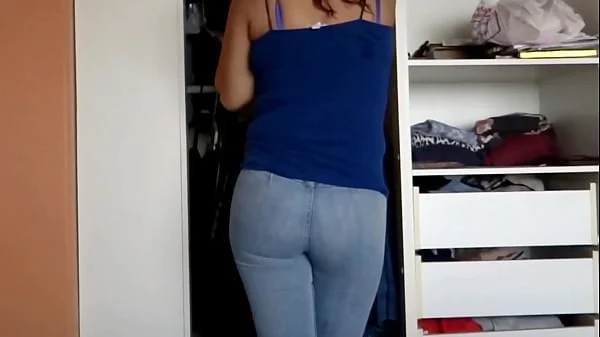 Beautiful Latina stepmom showing off her big ass, moaning and begging for anal sex.