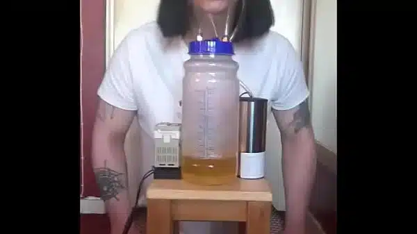 bisexual crossdresser with his portable cow milking machine part 3