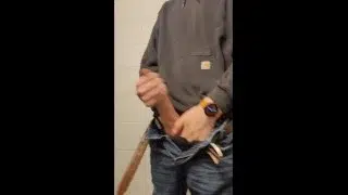 Johnholmesjunior in after work solo jerk off show with huge cum load