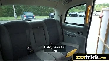 Plastic Blonde Trophy Wife Cheating in the Back of a Taxi