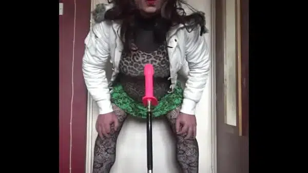 bisexual crossdresser wants to be filmed while getting his anal pussy fucked by a real cock instead of this dildo machine fucking him part 39