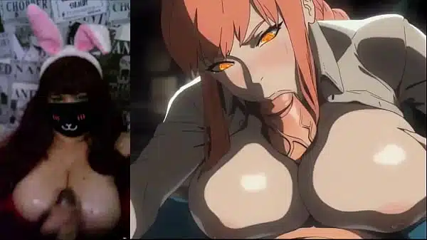 hot mommy with big natural tits watching hentai with the webcam on