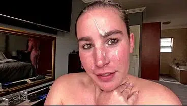 UNFAITHFUL HOTWIFE sends CUCKOLD husband selfie BLOWJOB with CUM FACIAL