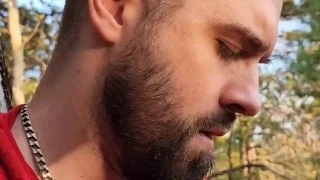 Bearded straight bro jerking off in the woods with his buddy.