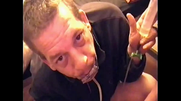 bisexual mark wright swollows a 180 ml of his own piss threw a homemade piss tube