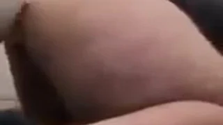 Fat ass fucks dildo doggy style