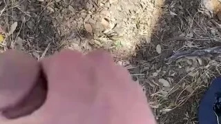 Gay jerking off in the woods