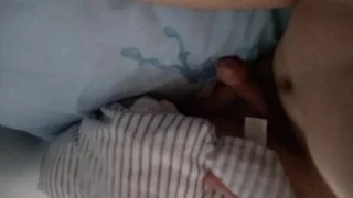 MASSIVE cumshot from my 7-inch mushroom-head cock all over the bed