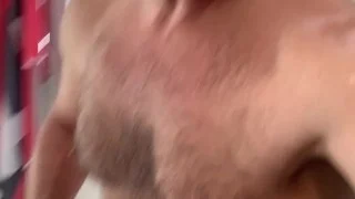 Naked jerk-off and cumming, I eat my cum for you. Intense orgasm face