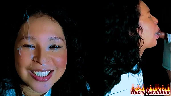 Shared Wife: Hotwife shared by her husband to pay off debts with her boss. The latina slut ends up with all the cum on her face and very happy to savor the semen and be used