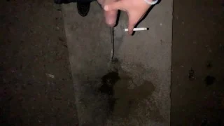 Twink is smoking and pissing at the abandoned place