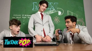 TWINKPOP – College Class Turns Into A Dick-Measuring Contest And Then A Hot Group Sex