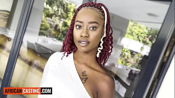cute 18yo black babe gets her pussy stuffed deep in rough homemade audition