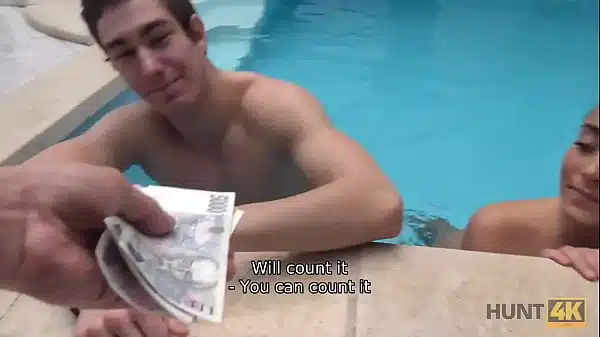hunt4k swimming pool is a nice place for guy to fuck boys gf for cash